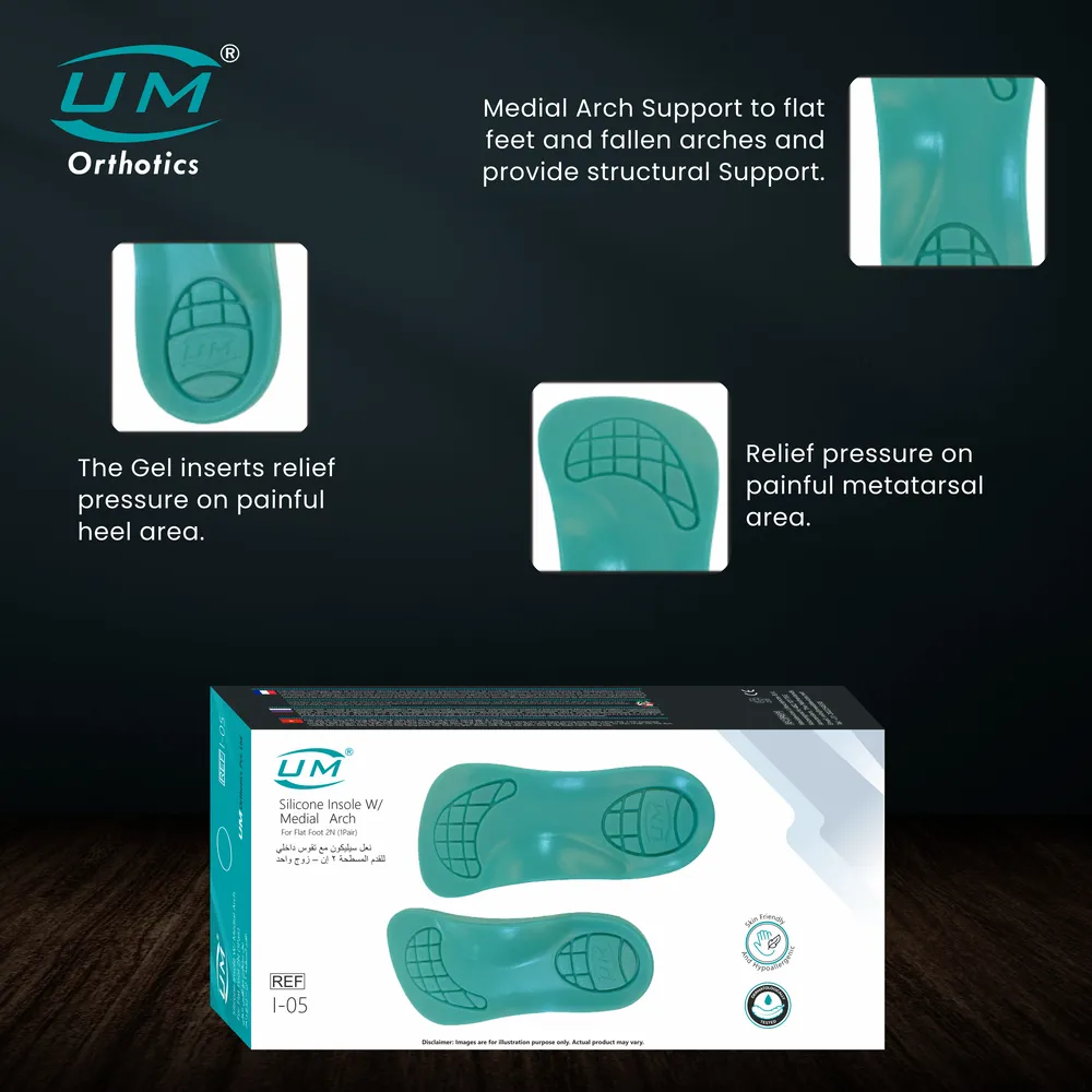 UM SILICONE INSOLE W/MEDIAL ARCH FOR FLAT FOOT - Image 3