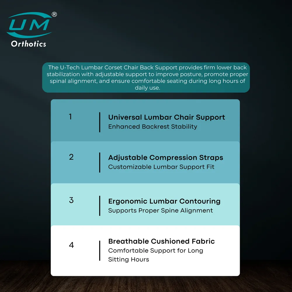 UM U-TECH LUMBAR CORSET CHAIR BACK SUPPORT - Image 4